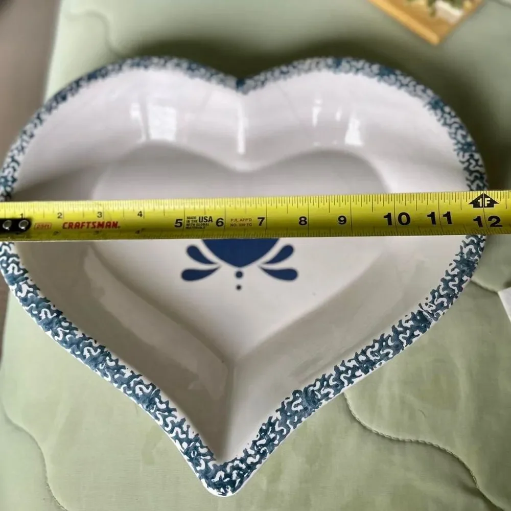 VTG Cottagecore Americana Blue & White Heart Shaped Serveware Plate